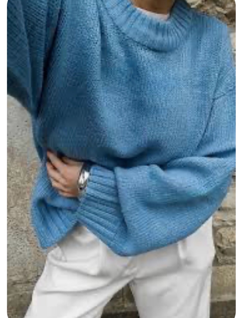 NA-KD Blue Oversized Crewneck Sweater - Women